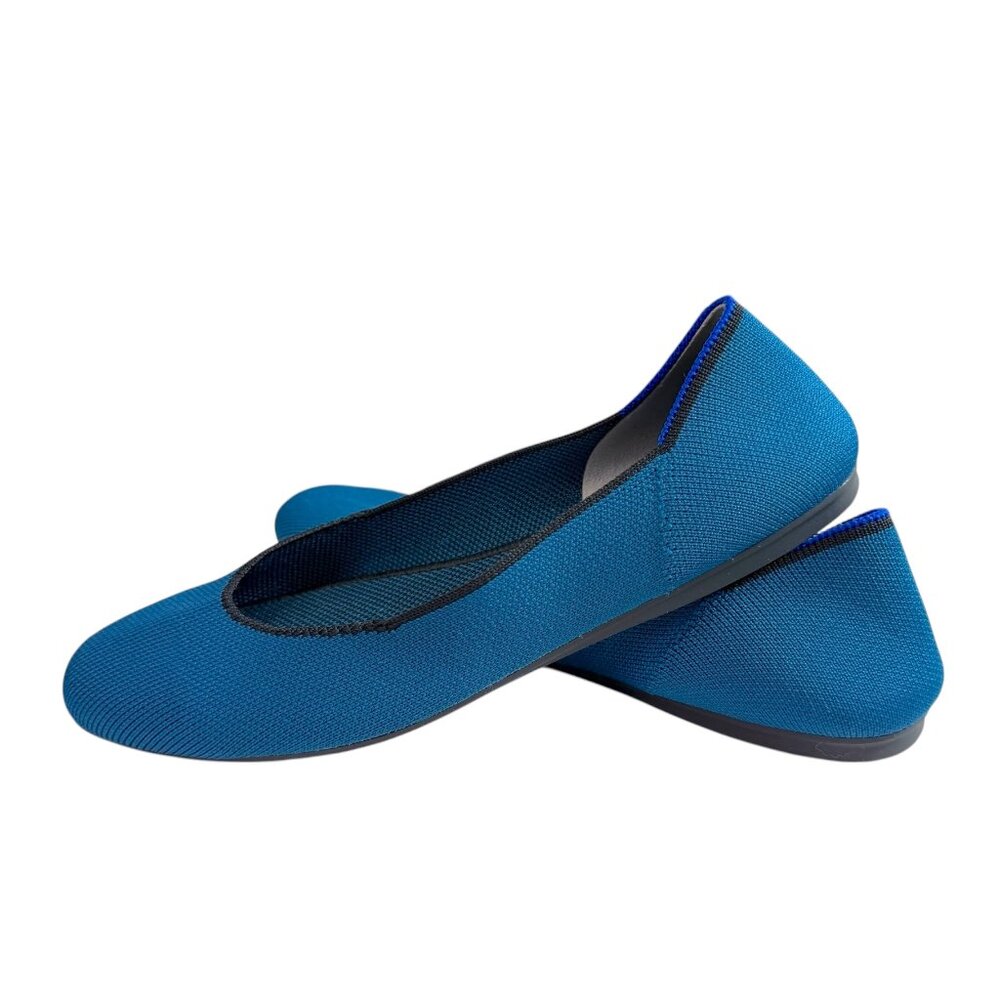 ROTHY'S The Flat Ballet Flat Round Toe Slip On Deep Blue Teal US 7.5
